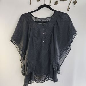 Sanctuary sheer  black flutter sleeve blouse